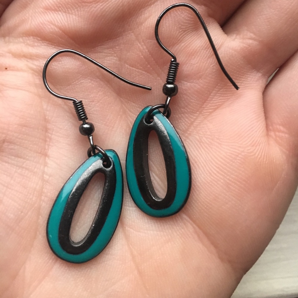 Turquoise and black earrings